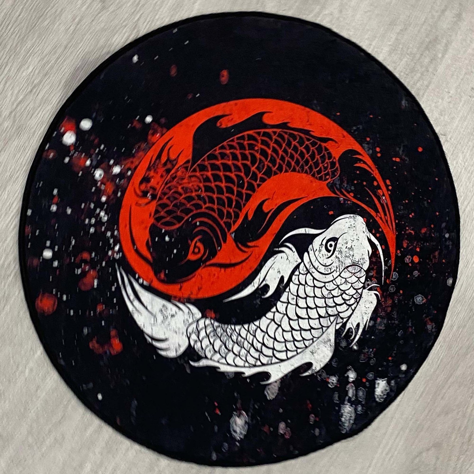 Yin Yang Koi Fish Rug, Japanese Koi Carp Carpet, Zen Round Floor Mat, Feng Shui