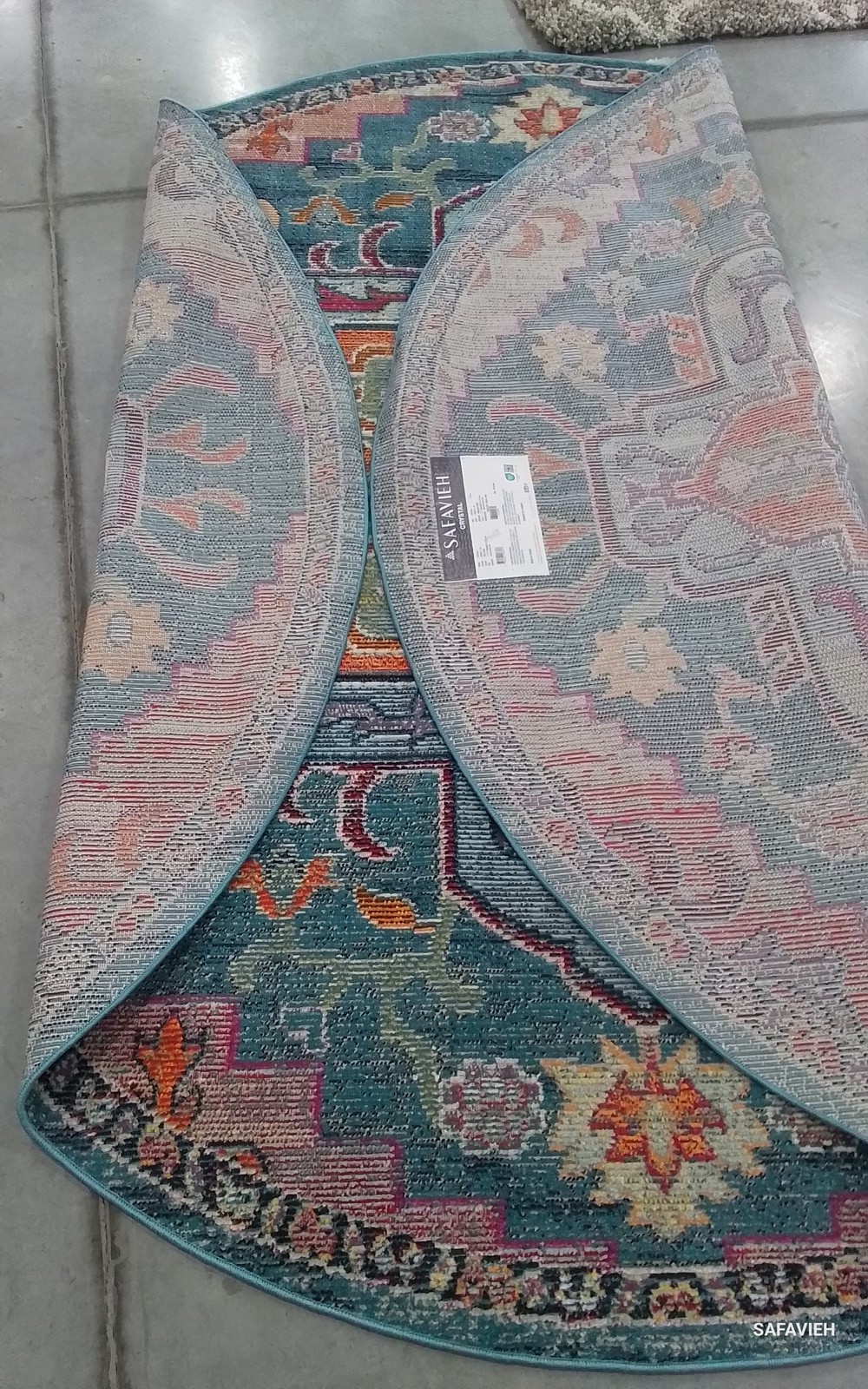 TEAL / ROSE 7′-0″ x 7′-0″ Flaw in Rug, Reduced Price 1172789792 CRS501T-7R