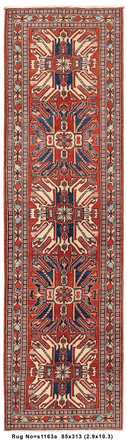 3×10′ Runner Handmade Orange Kazak Rug #S1163