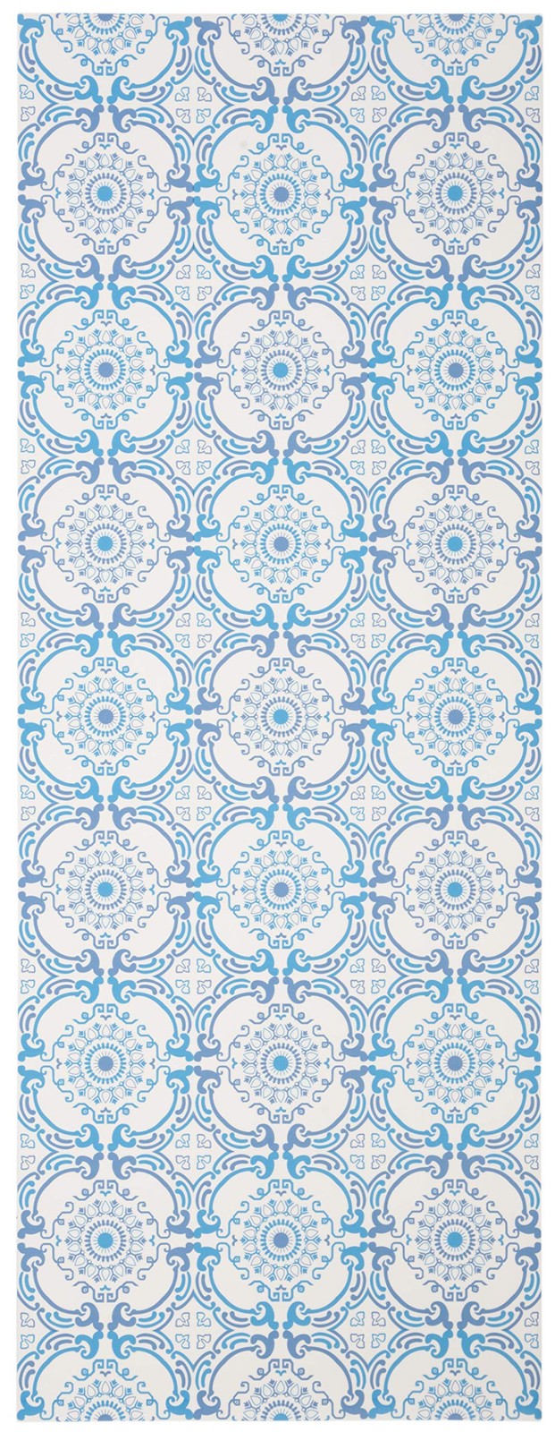 Vinyl Floor Collection Area Rug – 2’6″ x 6’7″, Blue & Ivory, Durable Water Re…