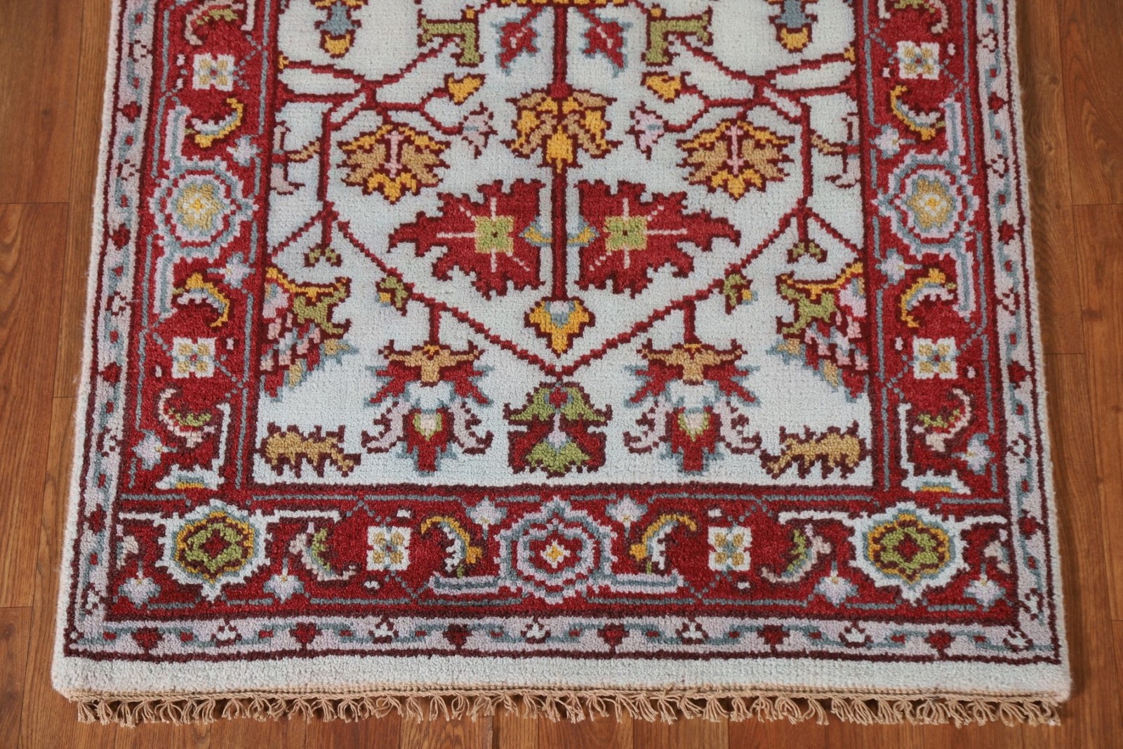Light Blue Indian Rug 3×5 Hand-knotted Wool Traditional Geometric Pattern Carpet