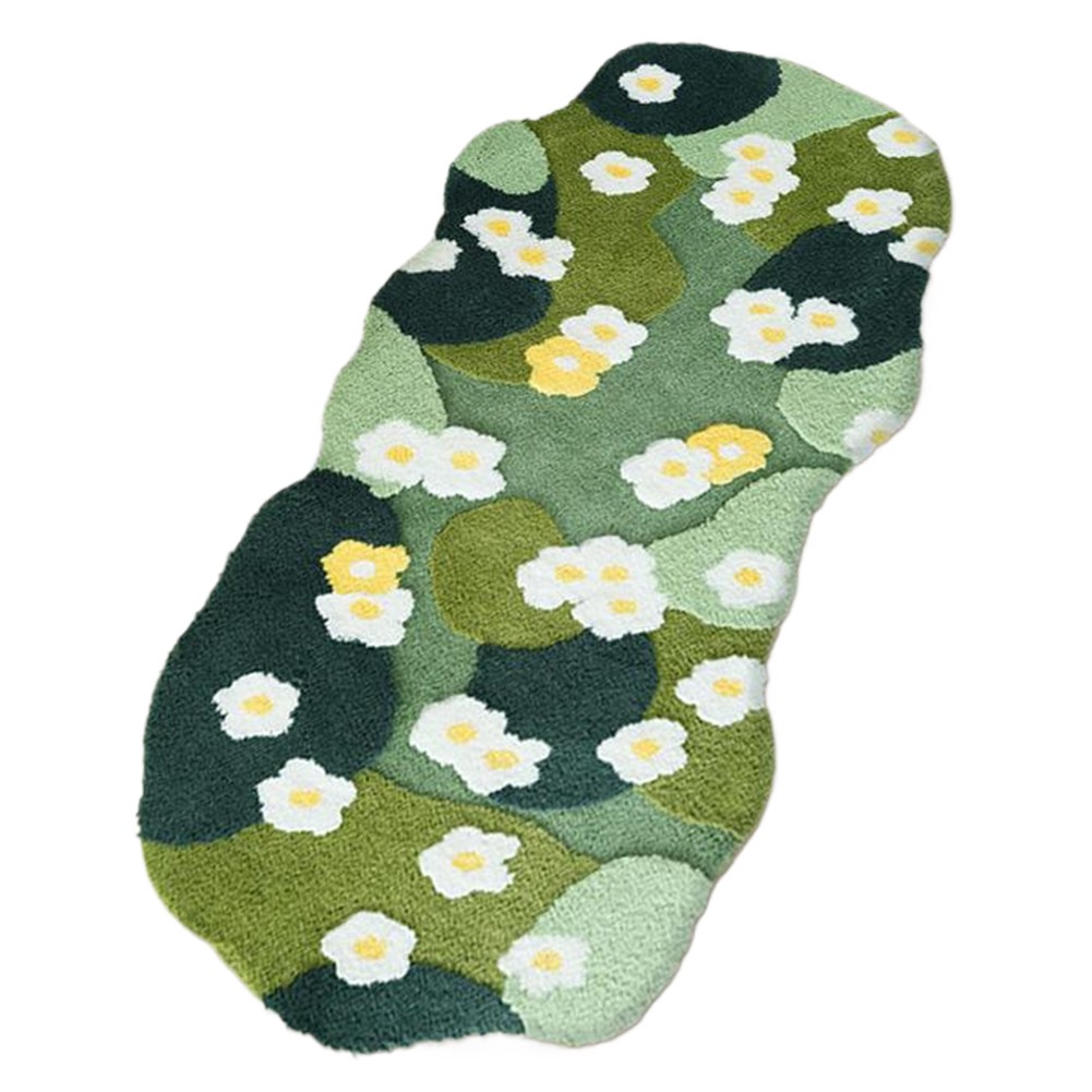 Moss Rug Fluffy Plush Bedroom Bedside Area Rug Green Forest Irregular Floor Mat