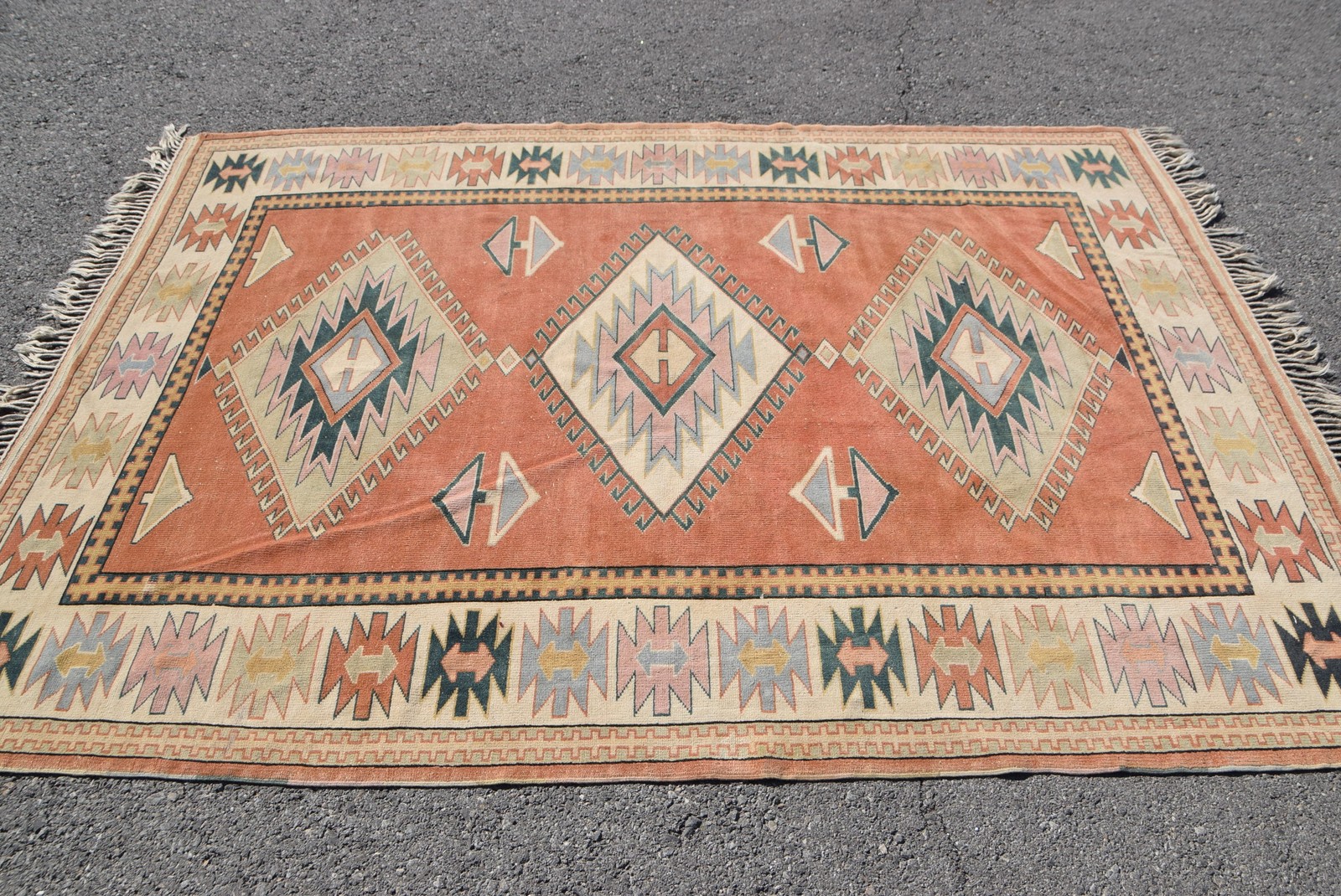 5,3×7,5 ft Area Turkish Rug, Vintage Rug, Red Gray Southwestern Wool Rug