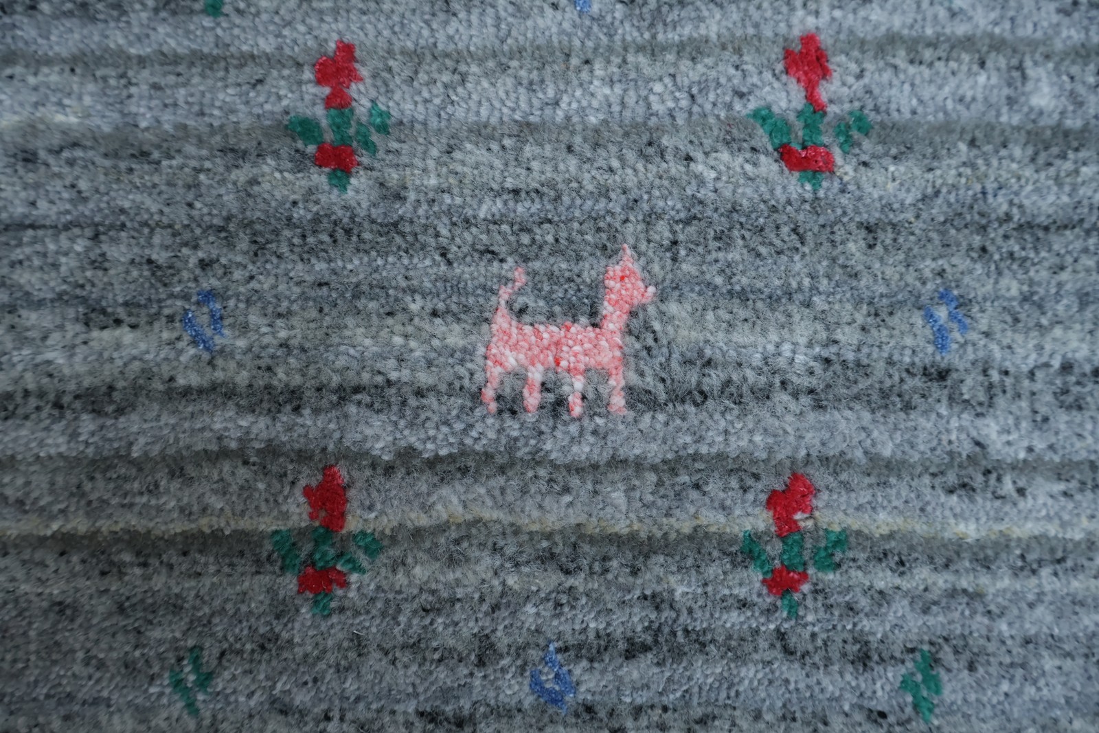 Modern Grayish Blue Area Rug 6×6 Ft Hand-Knotted Tribal Square Wool Carpet