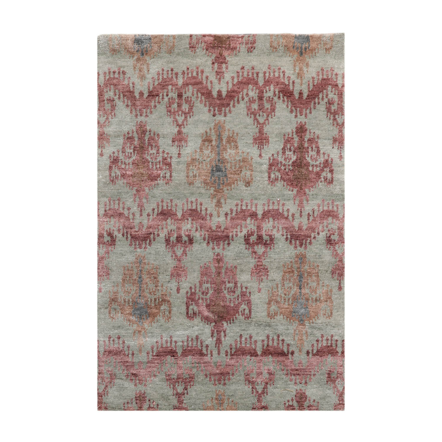 Hand Knotted Wool & Bamboo Silk Tibetan Oriental Area Rug Gray 3’9″x 5’9″