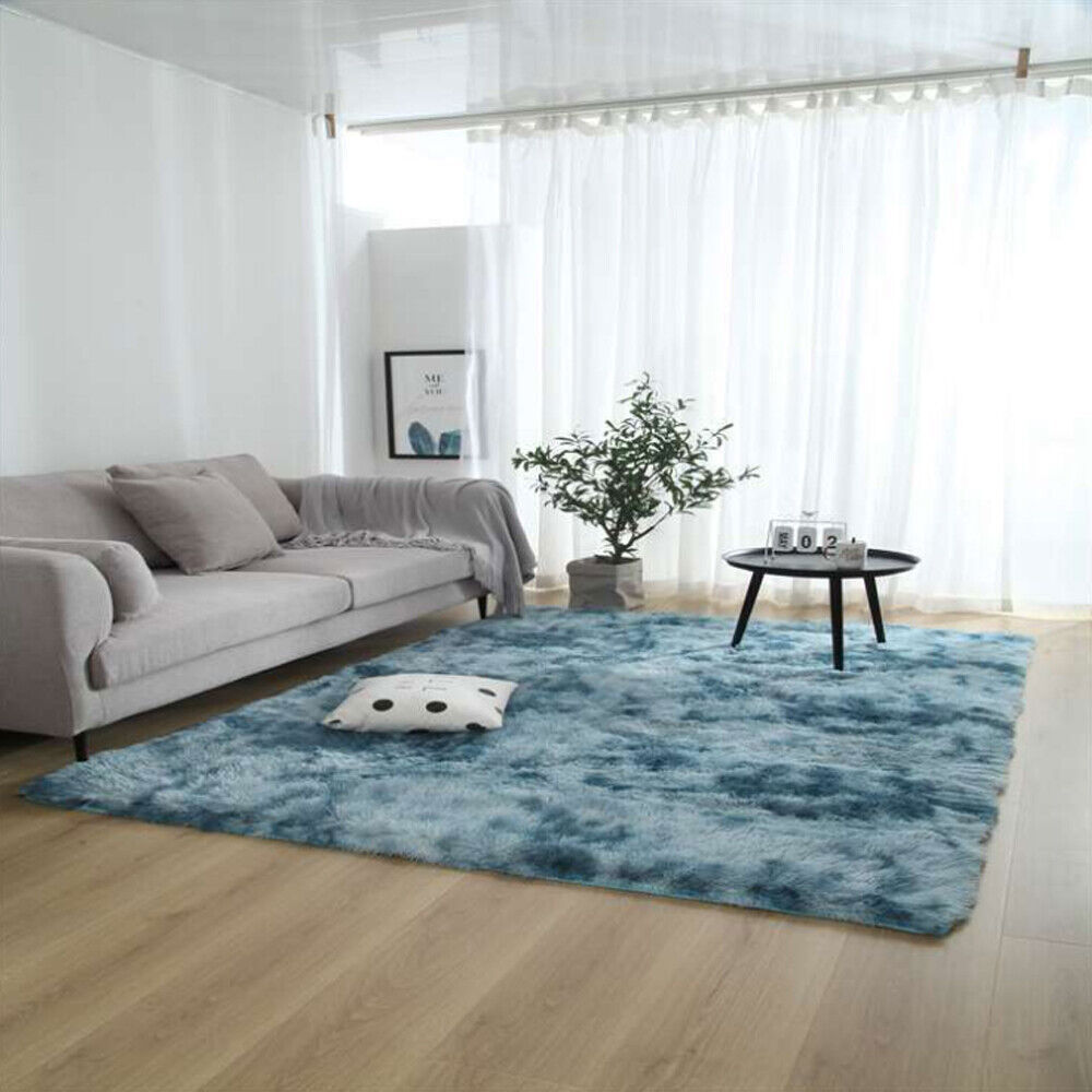 Tie-Dye Area Rugs Shag Fluffy Rugs Carpets Floor Mat for Living Room 4 Colors