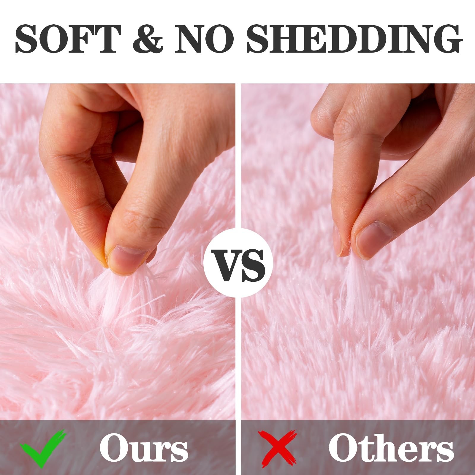 4ft Pink Round Shag Rug for Girls Bedroom, Washable Non-Slip