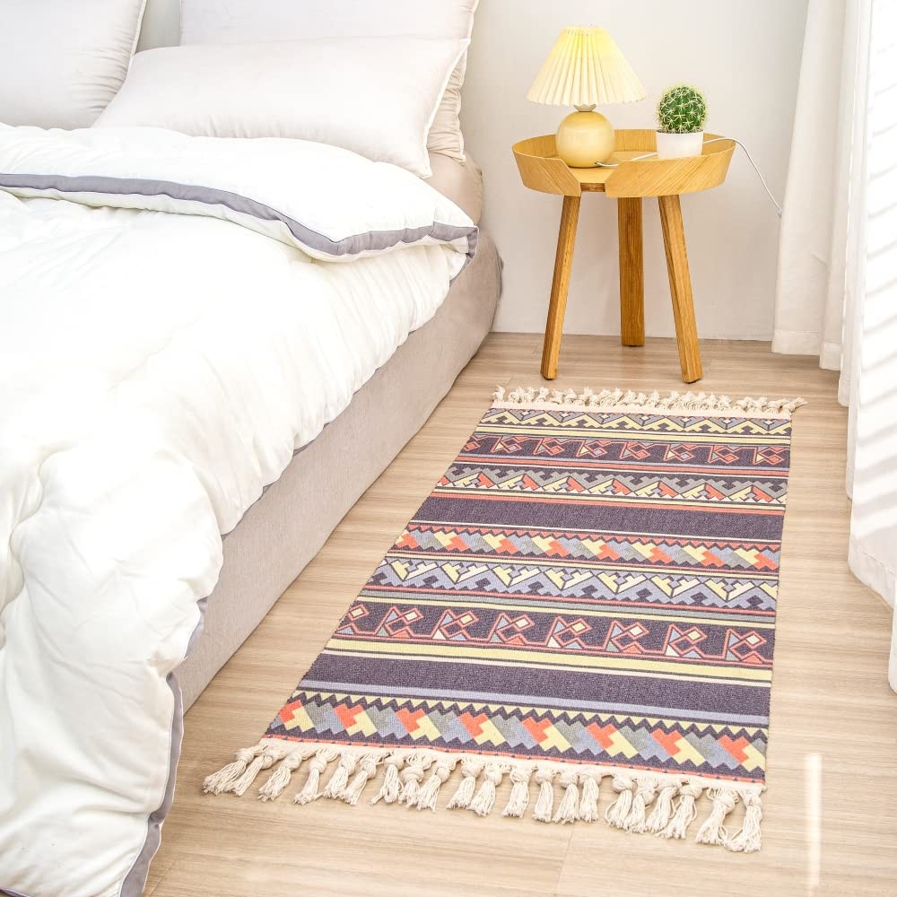 Cotton Rug, Purple&Orange, 35.4 * 23.6 Inches