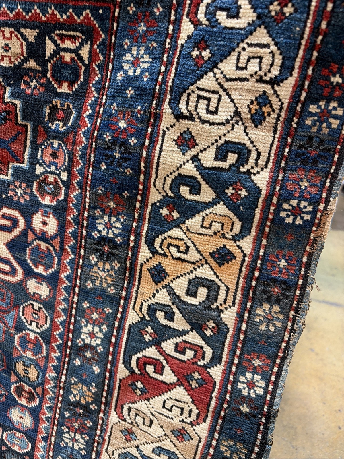 Auth: 19th C Antique Kuba Caucasian Rug Christian Weavers Collector Pc 4×5