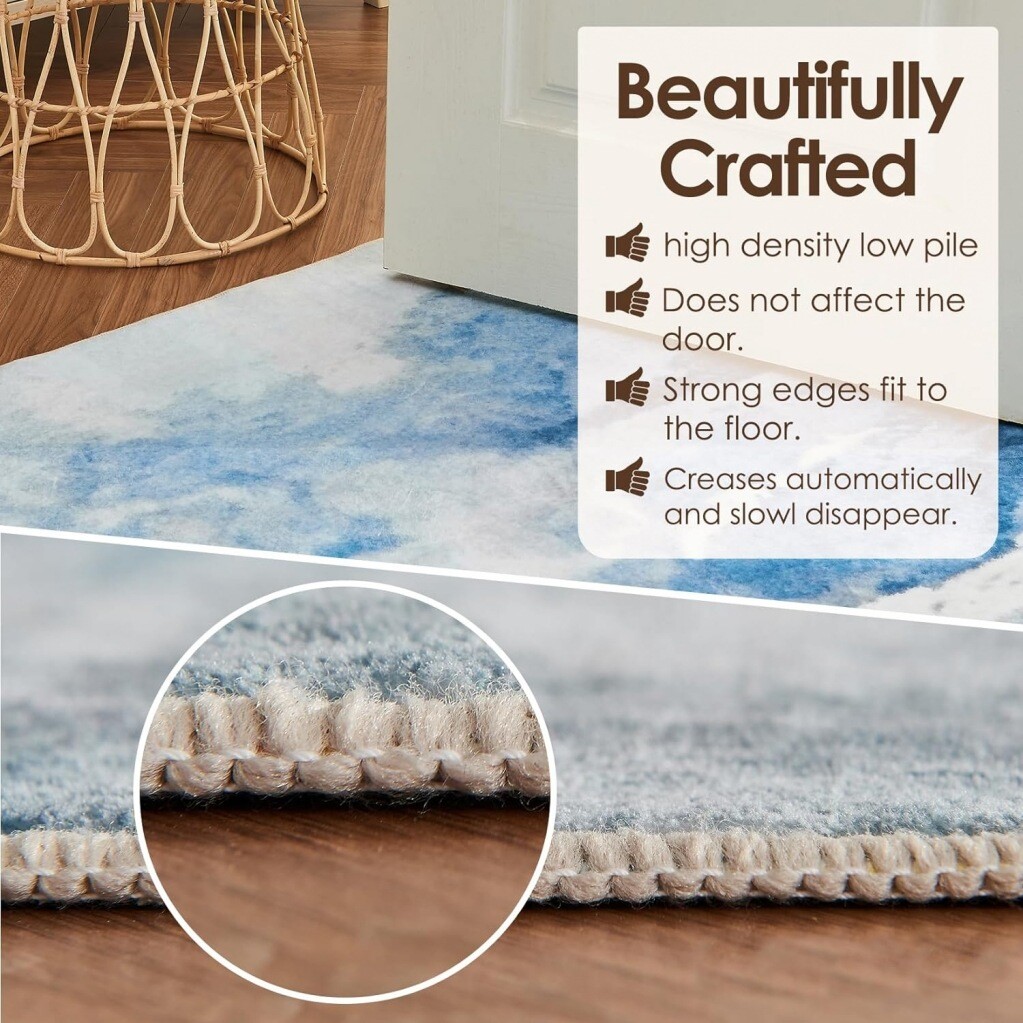 Brown Green Beige Striped Irregular Shaped Rugs Washable No Slip Modern Boho Rug
