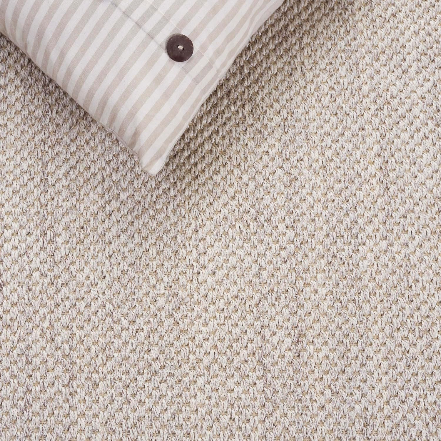 Natural Fiber 6′ Square Area Rug – Marble & Khaki Woven Design