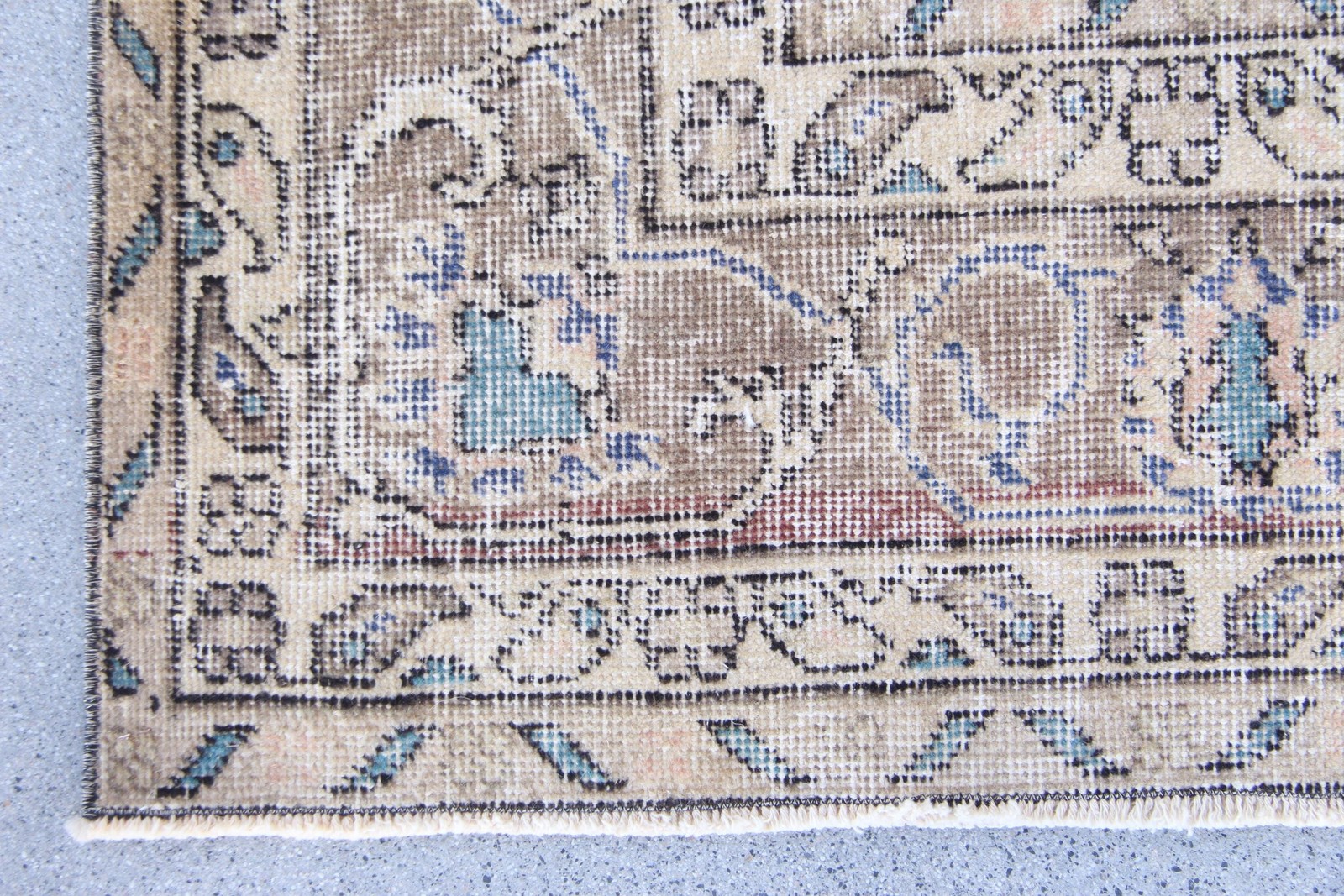 6,3×11 ft Vintage Rug, Blue Floral Turkish Rug Wool