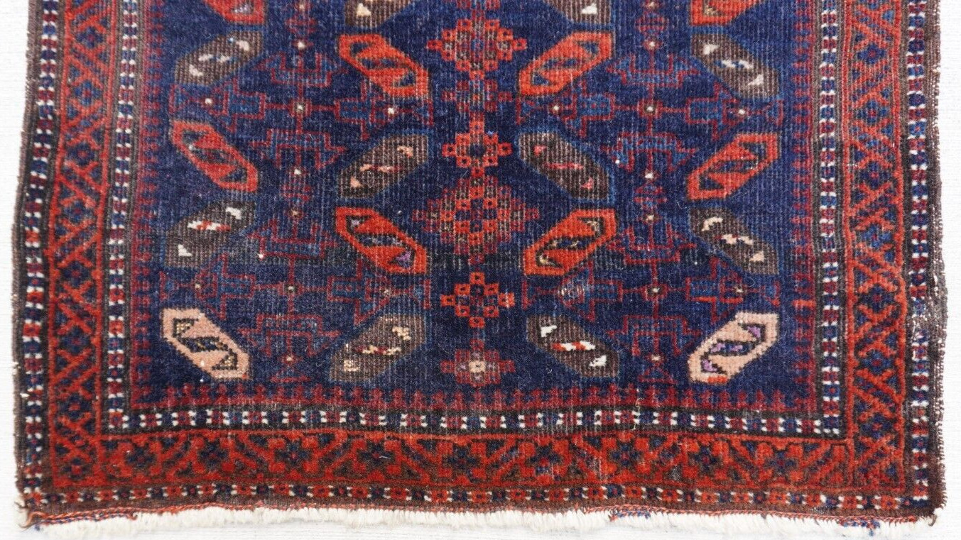Antique Blue Baluchh Bag-Face Hand Knotted Wool Tribal Rug 21″ x 20″ inch