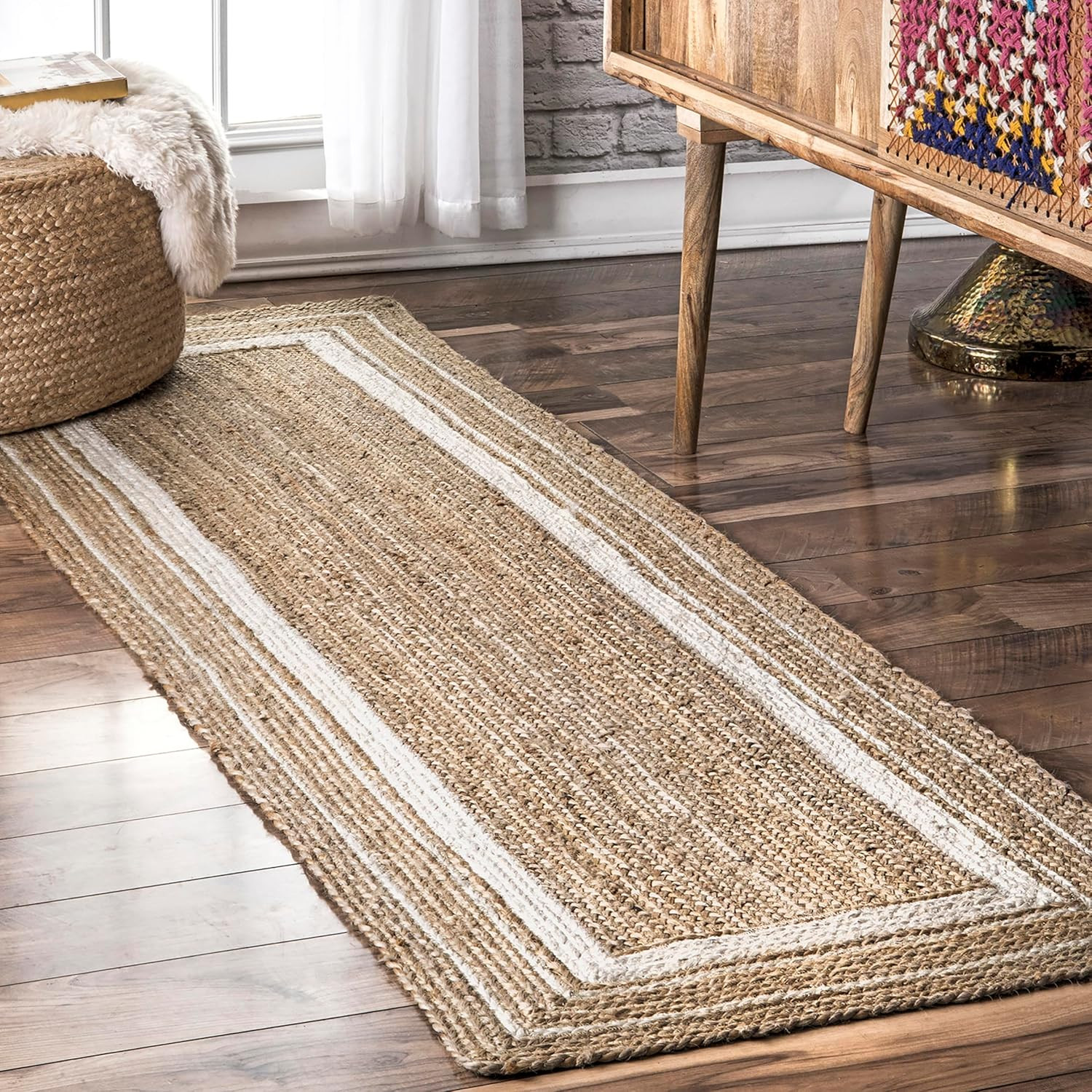Rikki Coastal Off-White Braided Jute Runner Rug, 2’6″ x 10