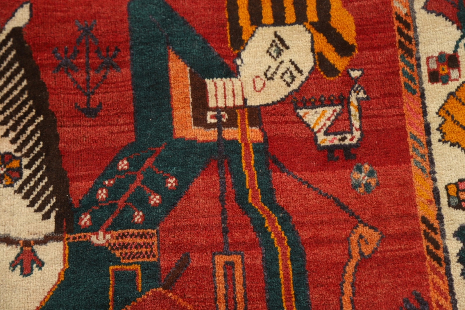 Vintage Tribal Pictorial Kasshkoli Area Rug 6×8 Wool Hand-made Traditional Ru