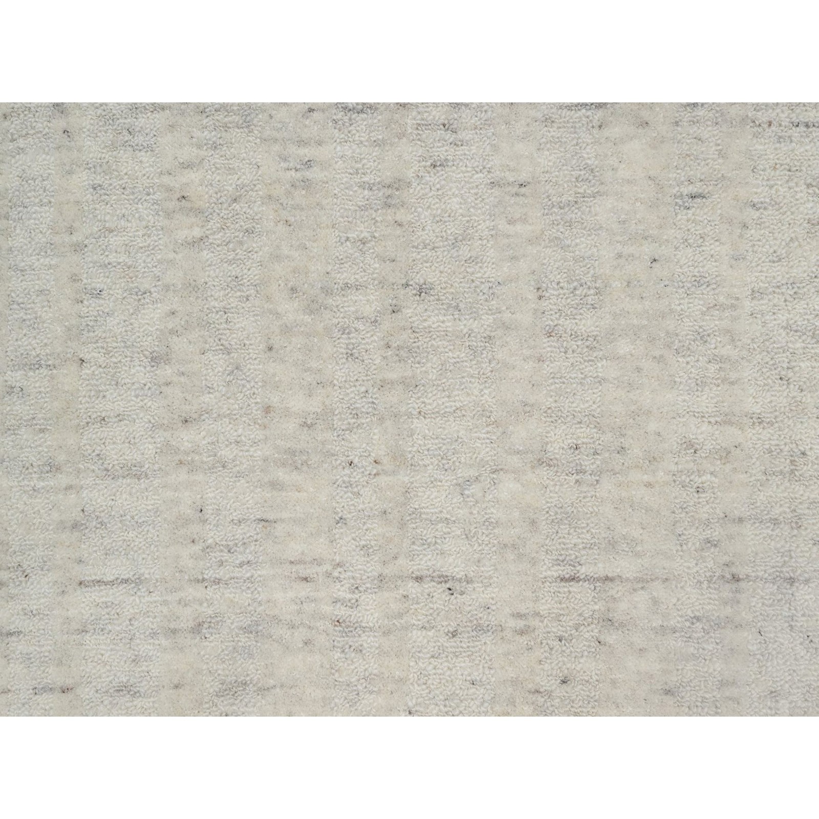 2’6″x12′ Ivory Vertical Stripe Design Hand Loomed Natural Wool Runner Rug R91669