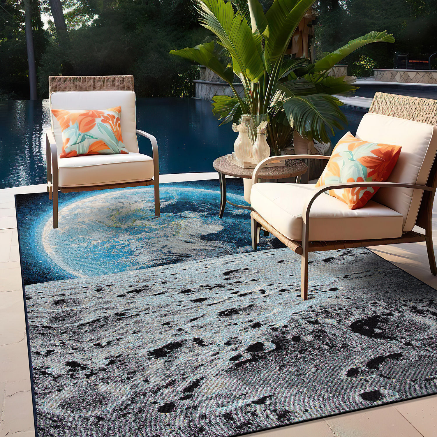 Rugshop Indoor Outdoor Rugs 8×10 Galaxy Collection Adventure Moon Outdoor Carpet