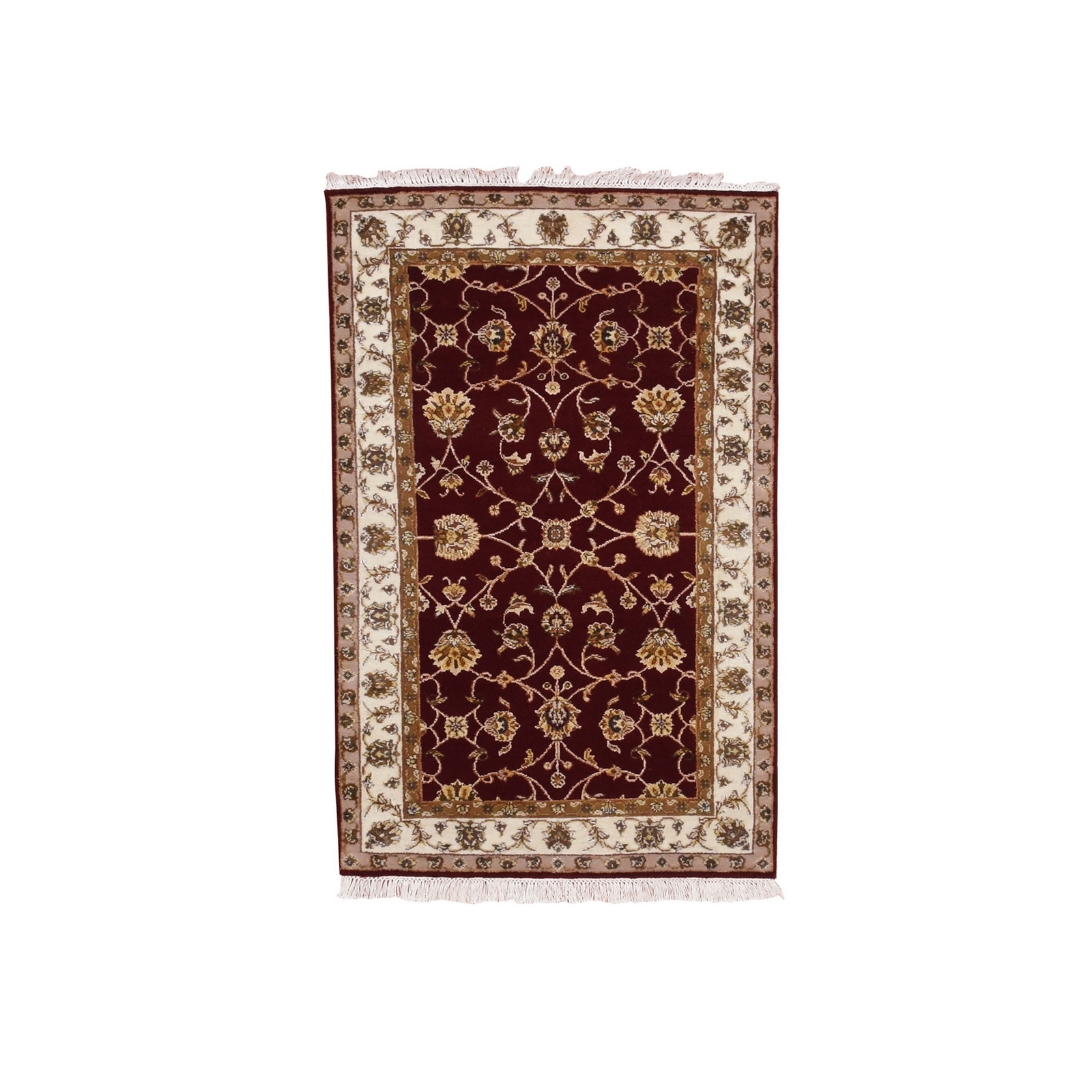 3’x5′ Red Thick and Plush Wool and Silk Hand Knotted Rajasthan Rug R75049