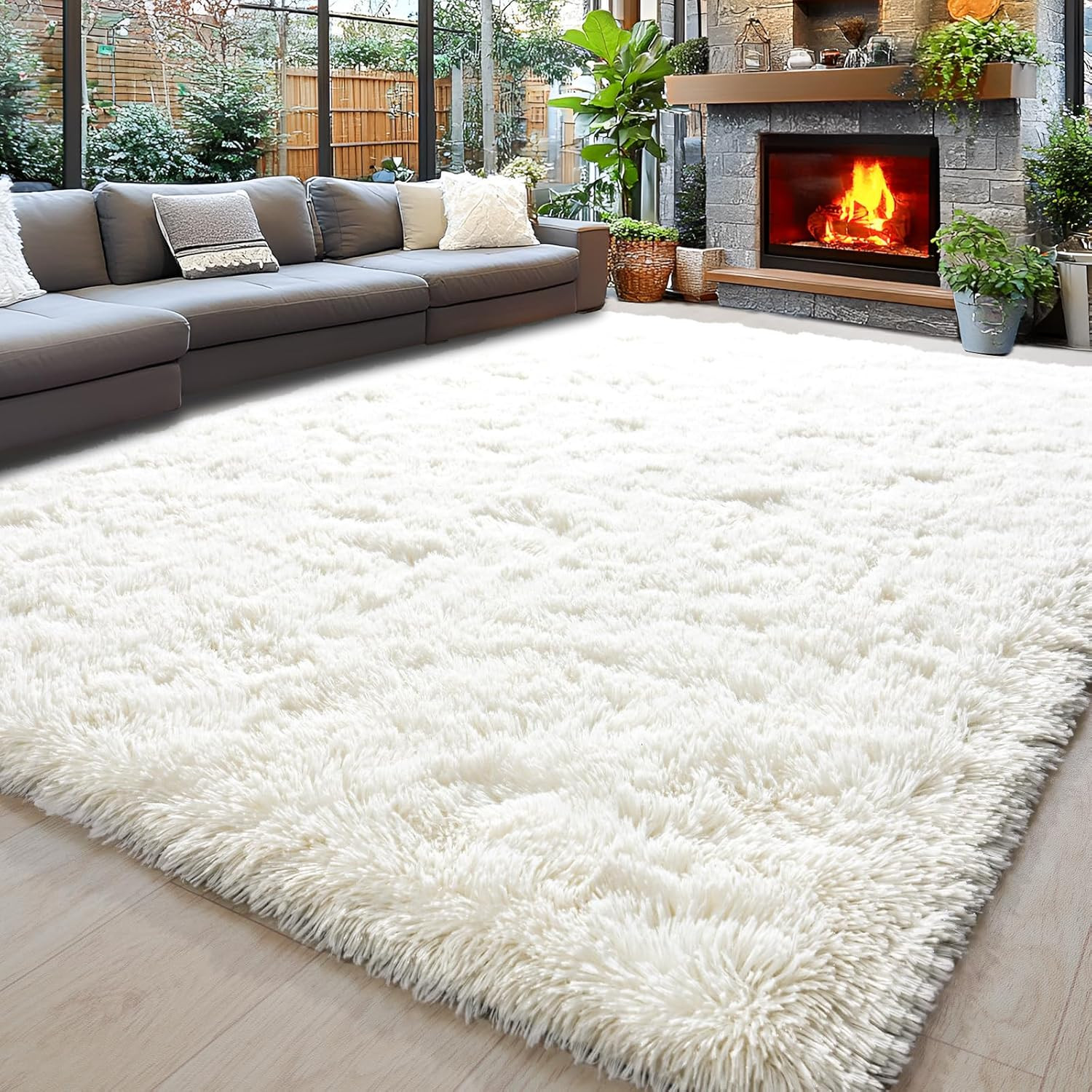 Ultra Soft 9×12 Area Rug, Non-Slip Fluffy Carpet for Living Room & Bedroom