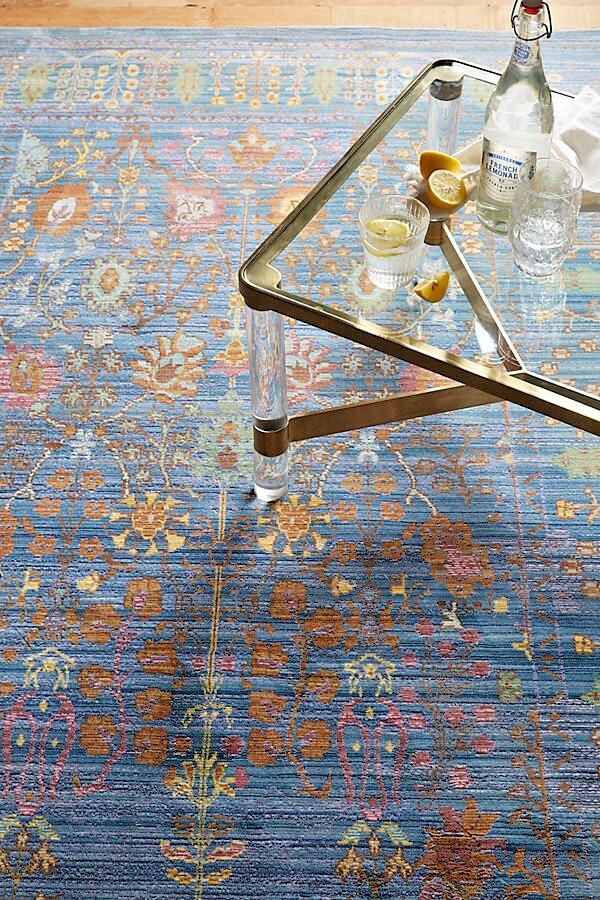 Anthropologie Penshurst Antique Floral Rug, Blues & Greens, NEW