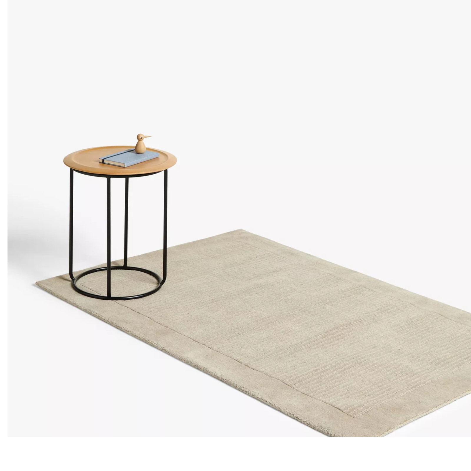 Hand Tufted Wool Area Rug 13×13 Ft Beige Solid Border Carpet for Hall Living Rug