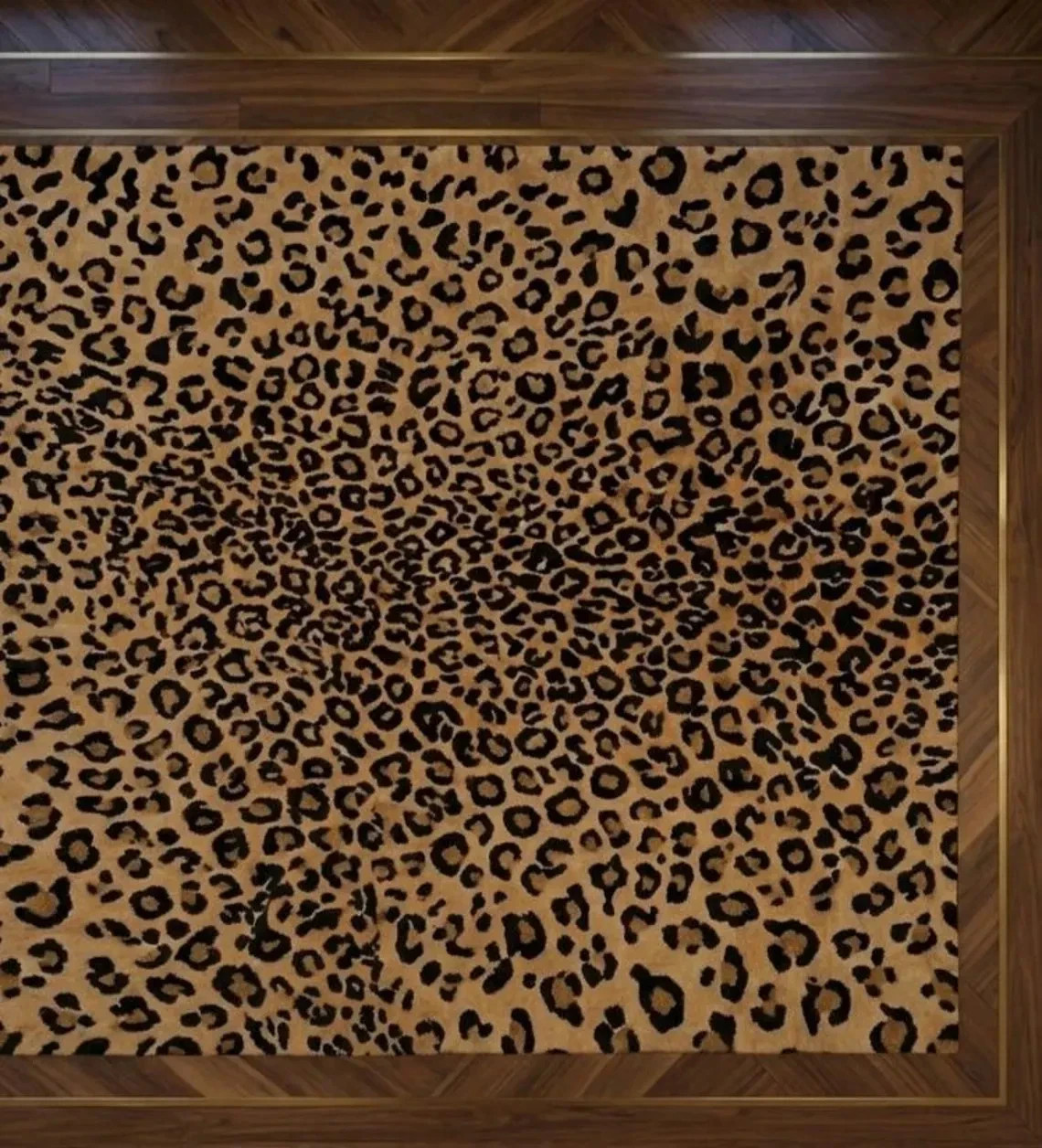Hand-Tufted Leopard Print Wool Rug, Beige Brown Safari Area Carpet 6×9|8×10|9×12