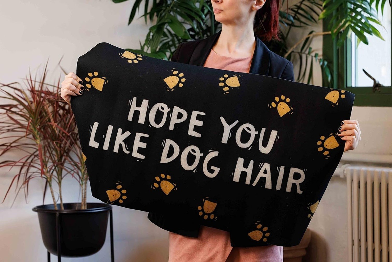 Hope You Like Dog Hair Outdoor/Indoor Rug 34″ x 20″ Dog Mom, Dog Dad NWT