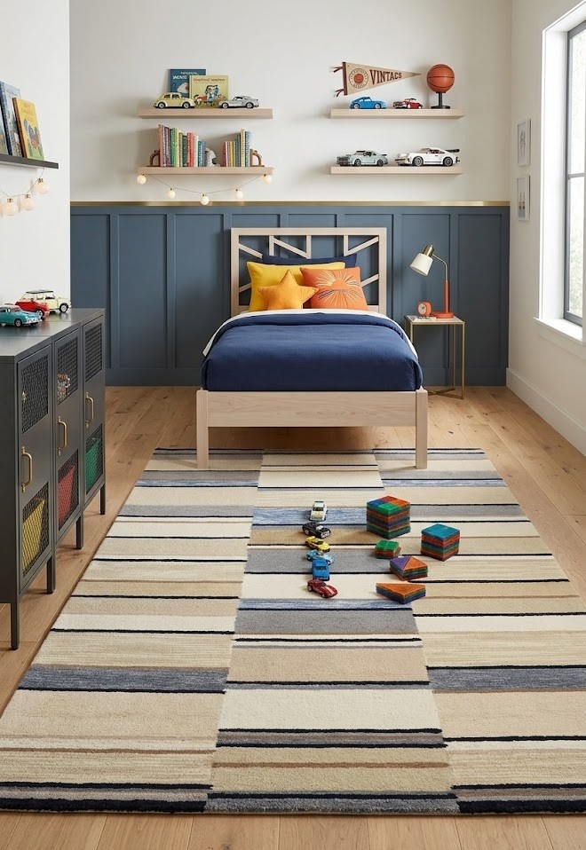 5×8 Hand-Tufted Modern Wool Rug Carpet with Multicolored Stripes Design