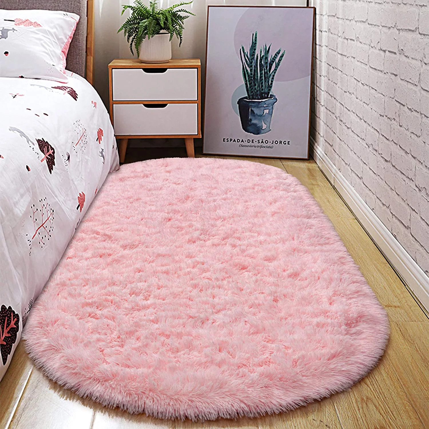 Oval Fluffy Ultra Soft Area Rugs for Bedroom Plush Shaggy Carpet for Kids Roo…