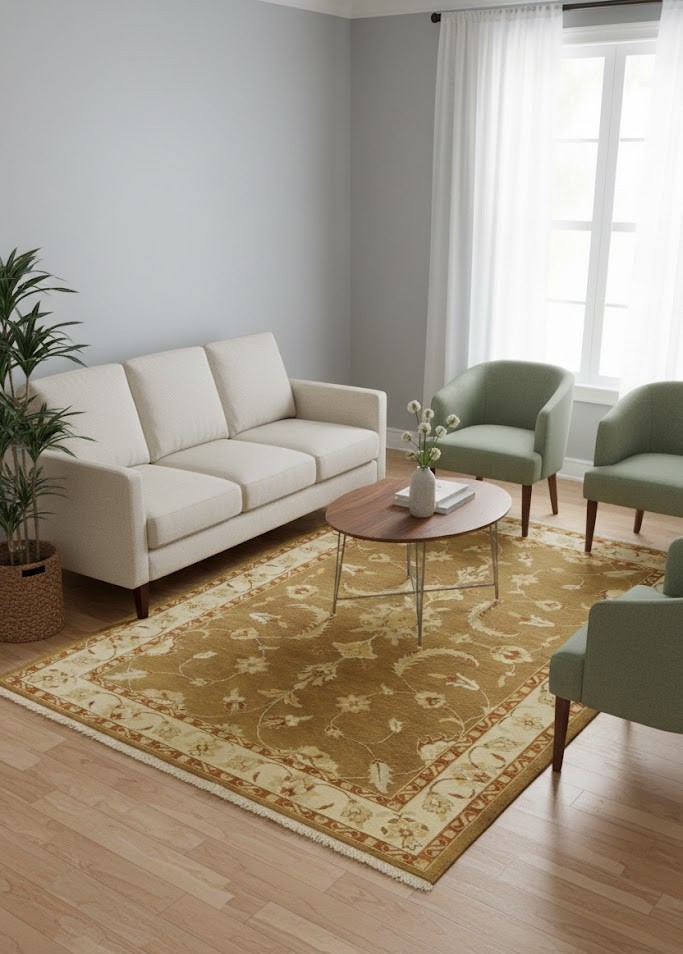 6’6X9’4 Hand-Knotted Sumak Oriental Area Rug Floral Partially Woven Carpet