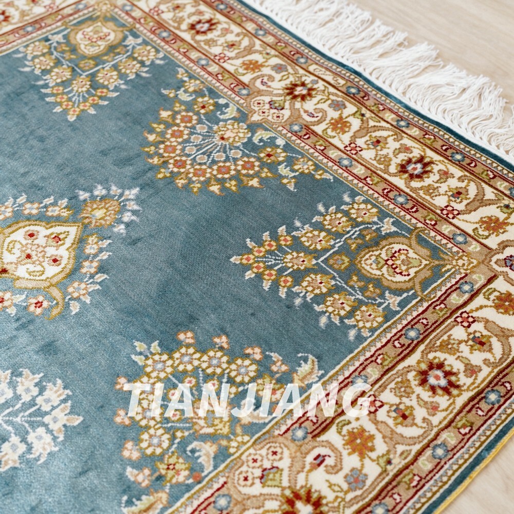 2.5x4ft Blue Hand Made Silk Vintage Carpets Medallion Lounge Area Rugs LH939B