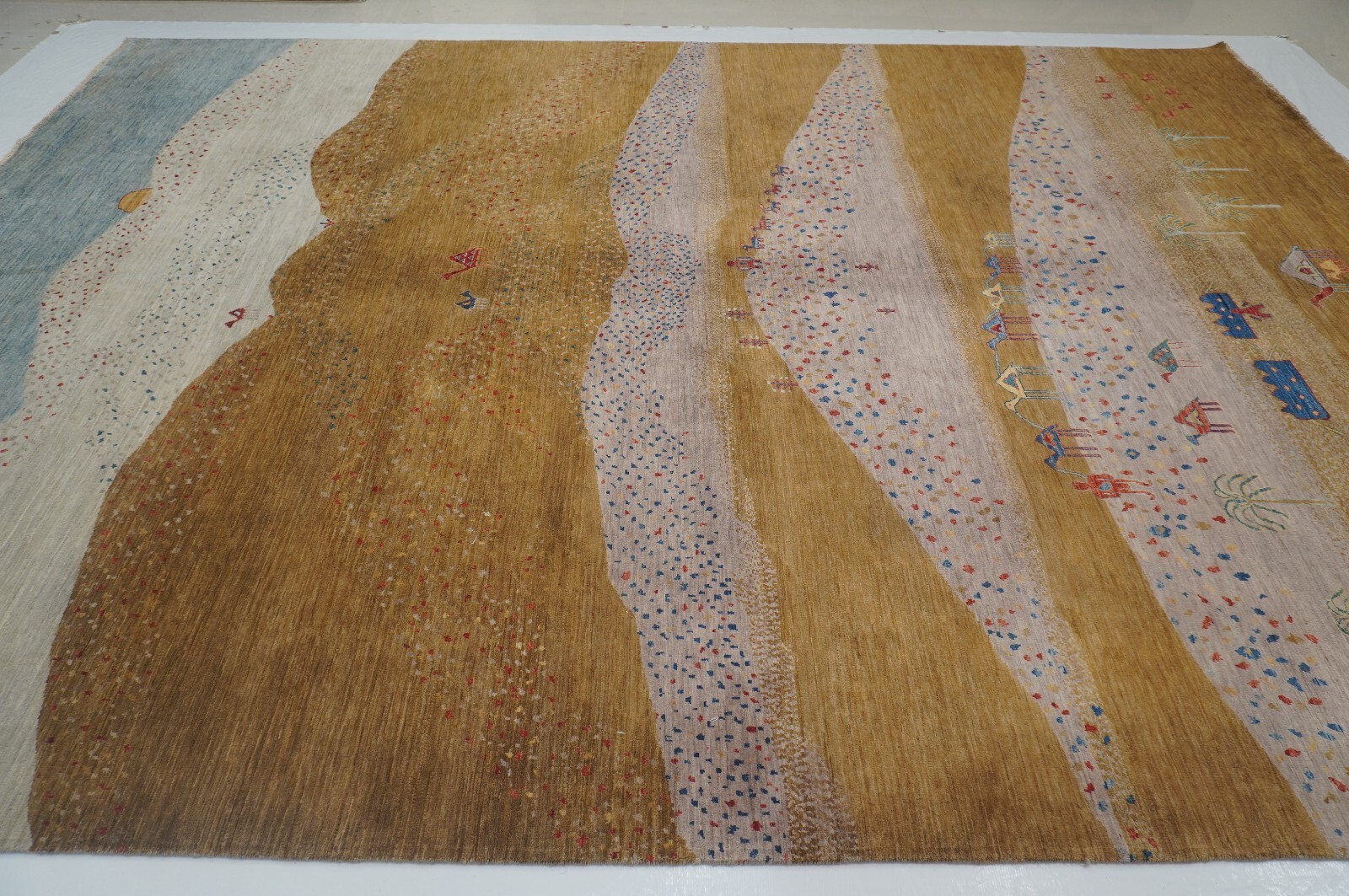 10 x 14 ft Brown Gray Gabbeh Afghan Hand Knotted Wool Tribal Landscape Rug