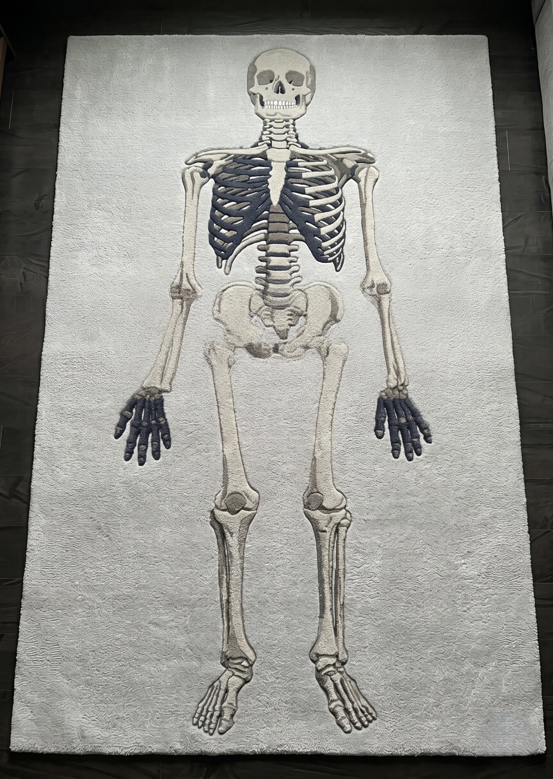 9×12 Hand Tufted Wool Skeleton Area Rug Gothic Handmade Carpet Living Room 9×12