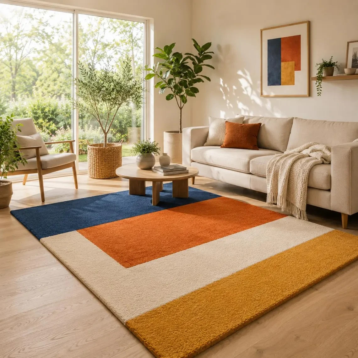 Hand Tufted Wool Area Rug – Modern Geometric Multicolor | Handmade Luxury Rug