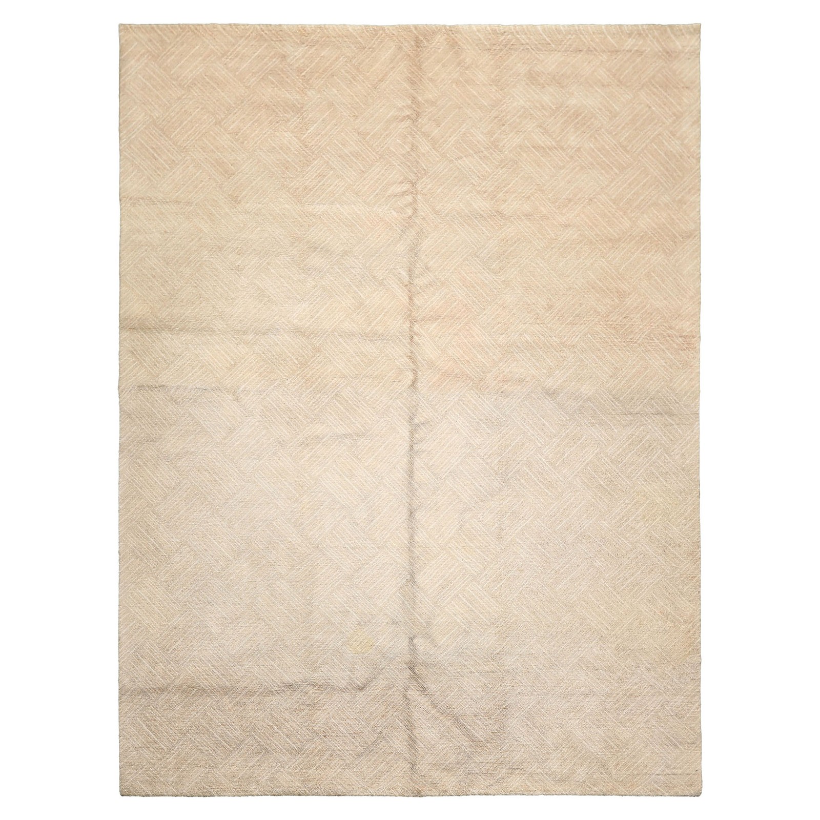 6’2″x8’2″ Tibetano Hand Knotted Bamboo Silk Ivory Tibetan Modern Textured Rug