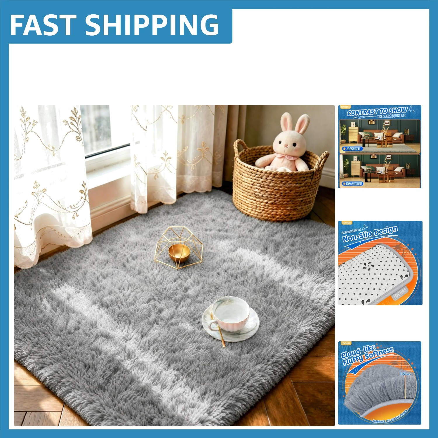 Ultra Soft 2×3 Feet Fluffy Area Rug for Cozy Living Room and Bedrooms