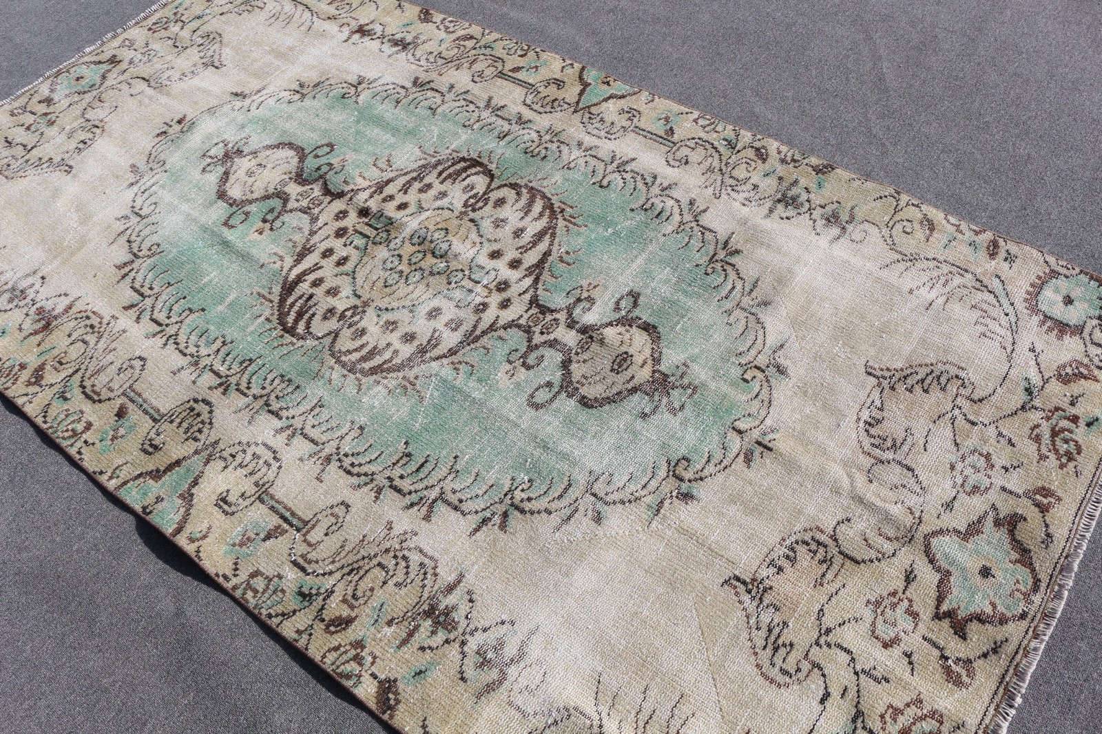 Vintage 4,7×8,4 ft Rug, Turkish Rug, Blue Oriental Wool Rug