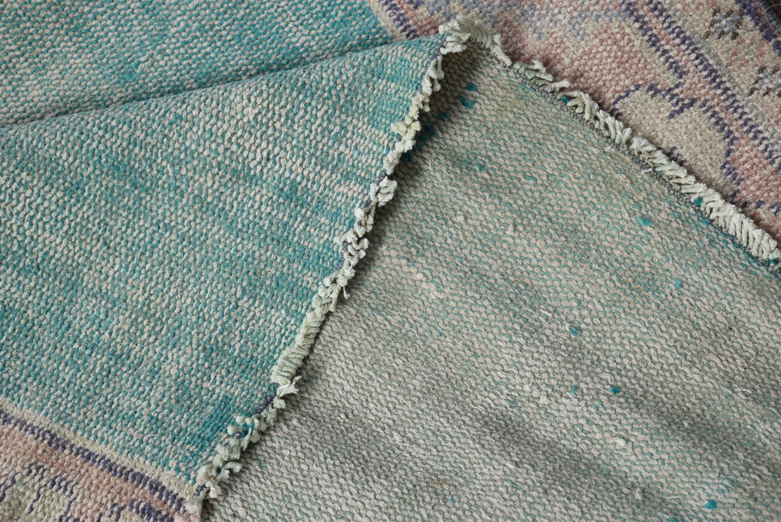 Vintage Turkish Rug 4,1×10,1 ft, Blue Check Wool Rug