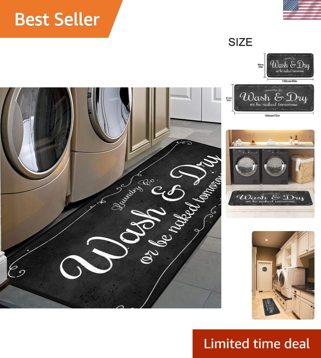 Chic & Durable Non-Slip Area Rug for Kitchen – 40″ x 20″ Waterproof Design
