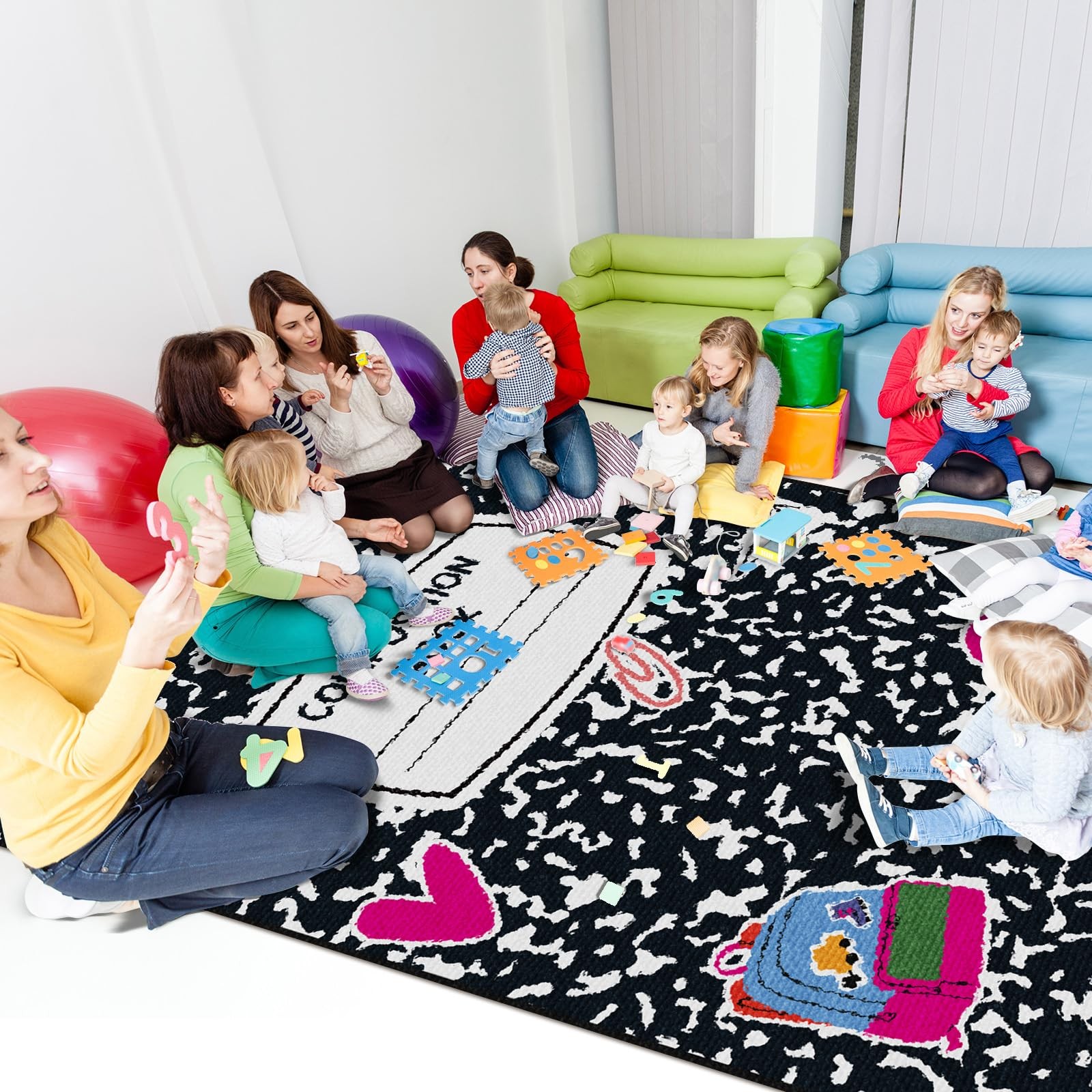 Teenyyou 5 x 7.6 ft Large Classroom Rug Composition Book Elementary Education…