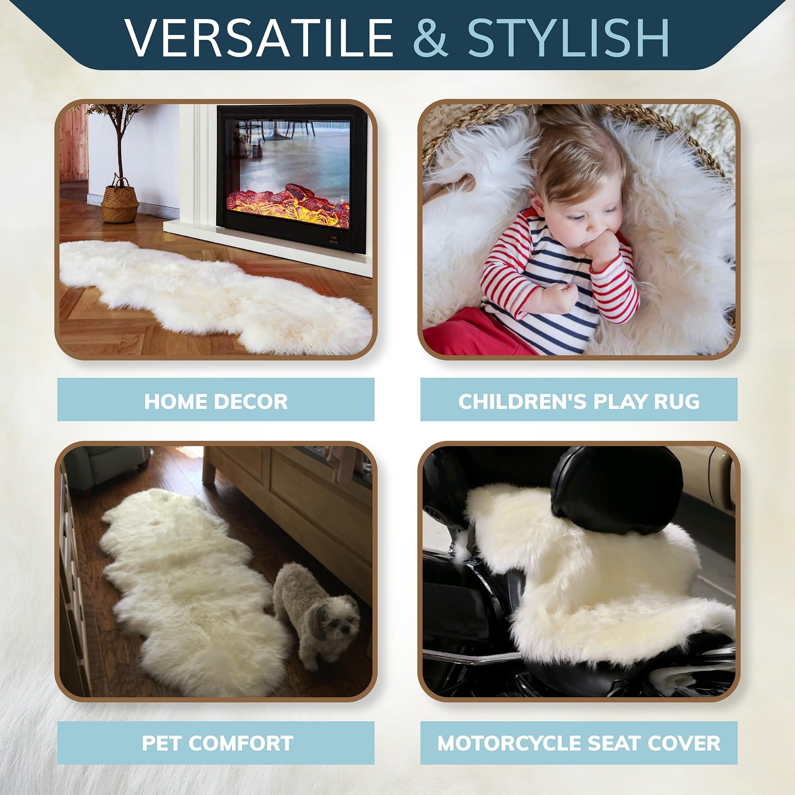 New Zealand Sheepskin Area Rug – Genuine Fluffy Wool, Multiple Sizes, Bedroom…
