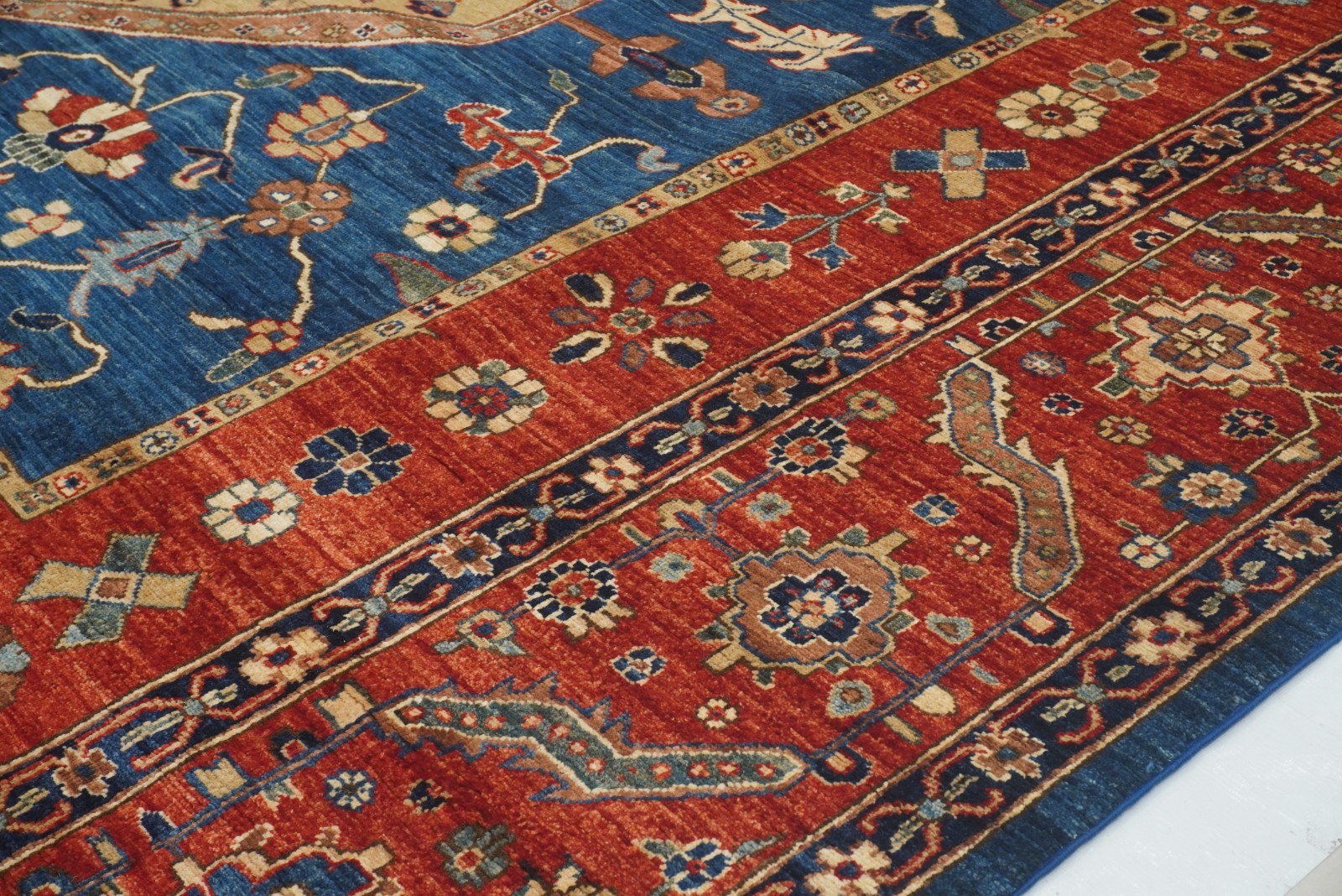 10×14 ft Red Serapi Afghan Hand Knotted Wool Oriental Rug