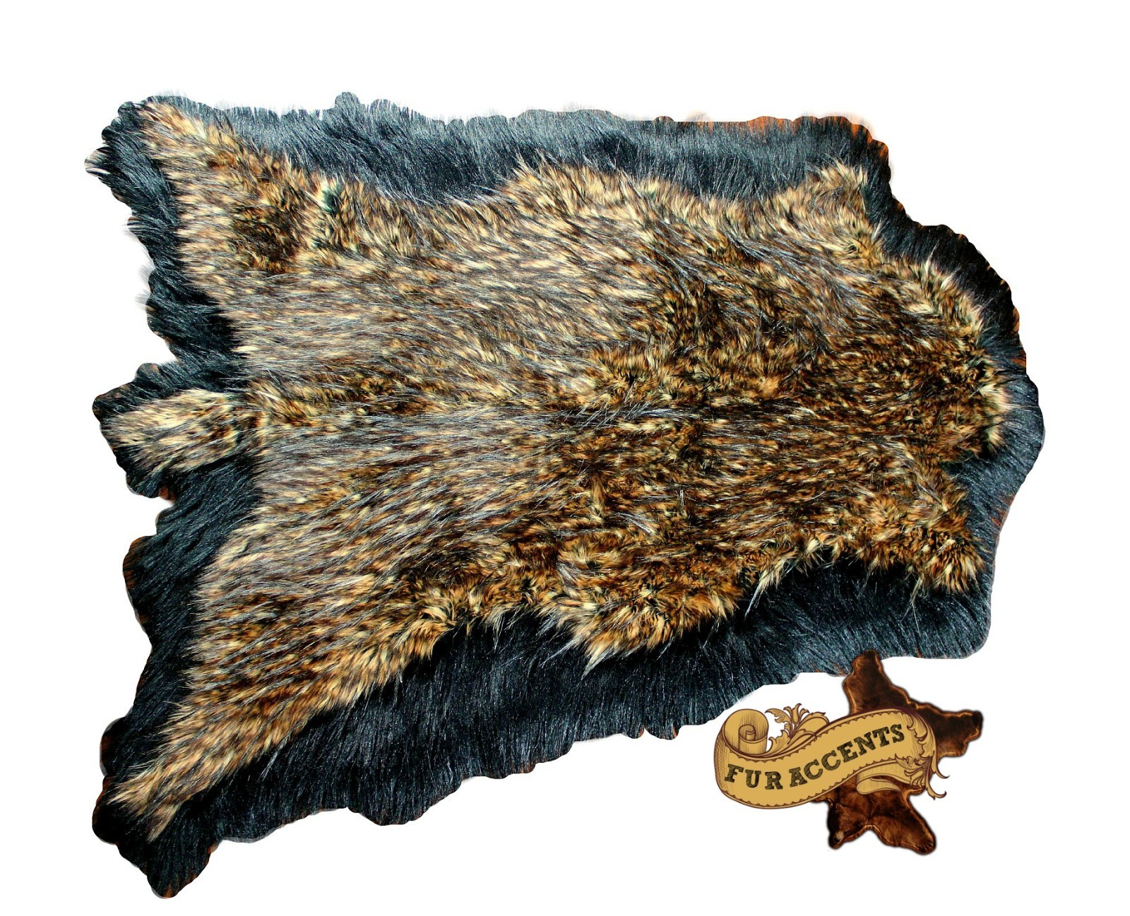 Original Black Bordered Double Deer Skin Area Rug Bear Sheepskin New