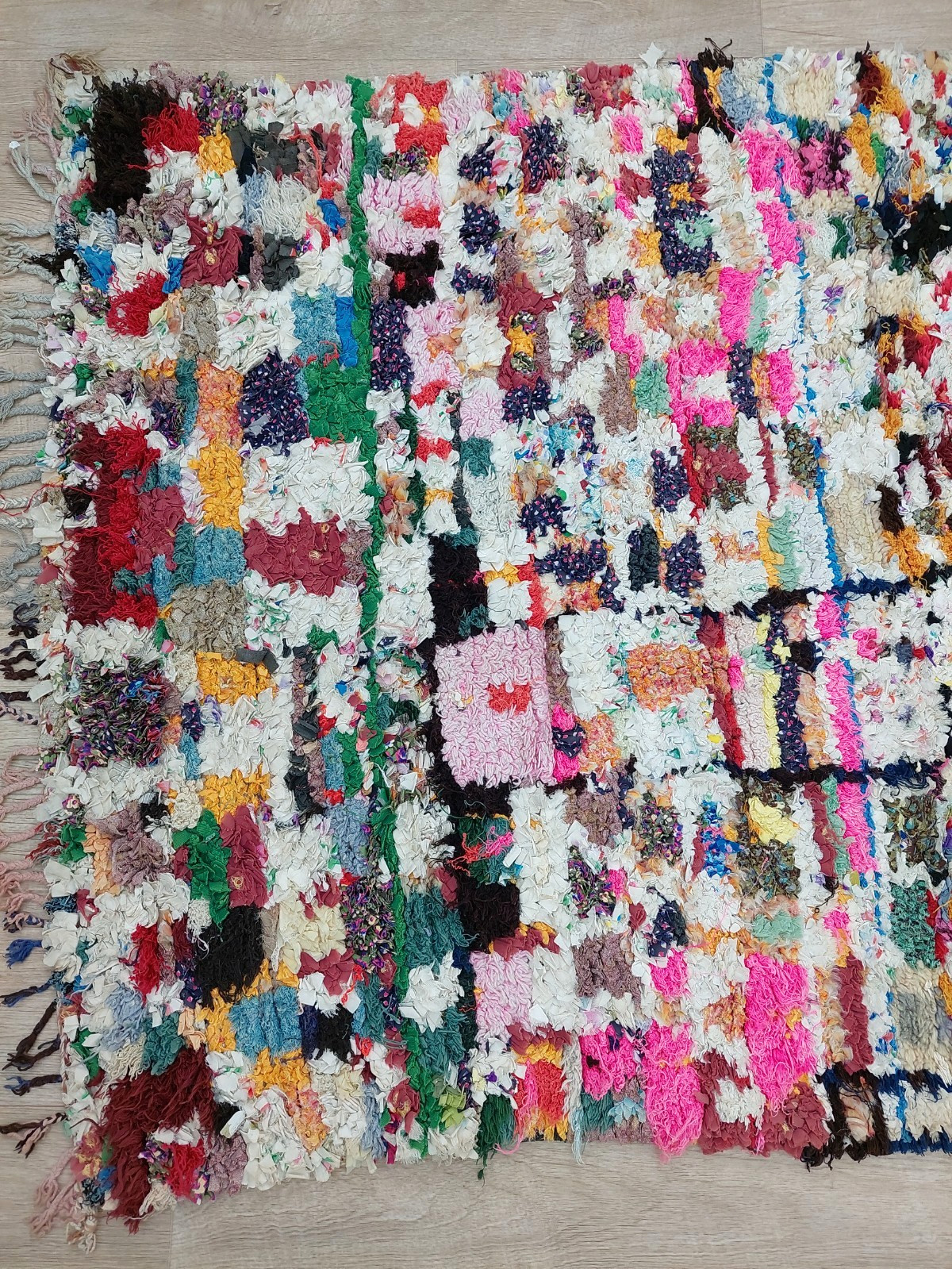 Vintage Moroccan Berber Runner Rug 3’8”x7’8” Tribal Boho Handmade Boucherouite