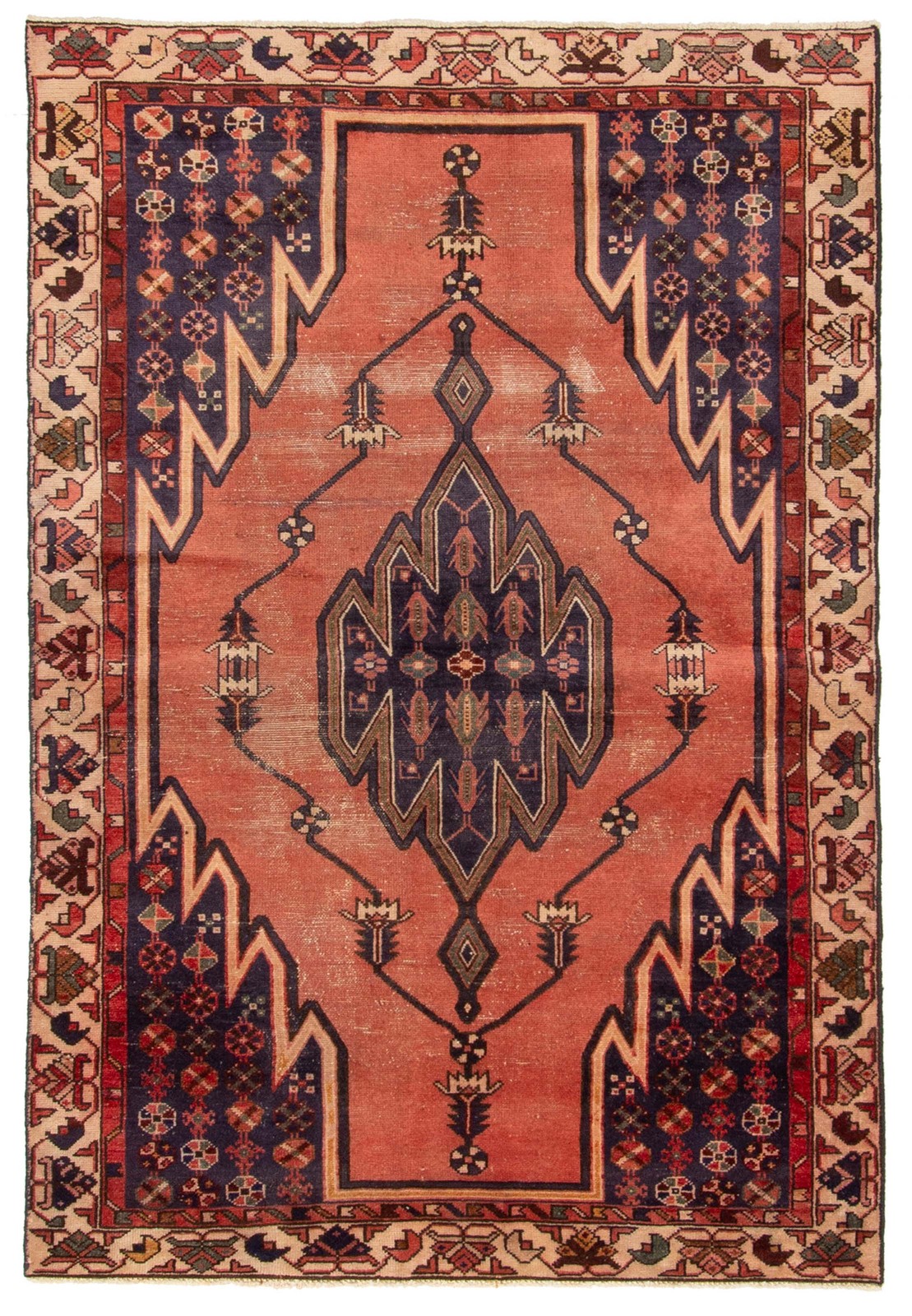 Vintage 4’4″ x 6’6″ Traditional Hand Knotted Vegetable Dye Wool Area Rug