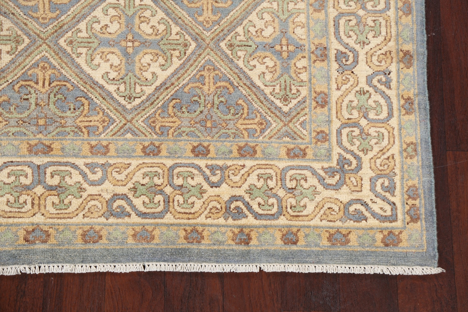 All-Over Geometric Khotan Oriental Area Rug Vegetable Dye Hand-knotted Wool 6×8