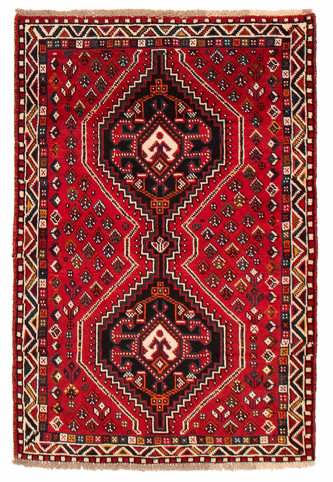 Vintage Hand-Knotted Area Rug 3’6″ x 5’0″ Traditional Oriental Wool Carpet