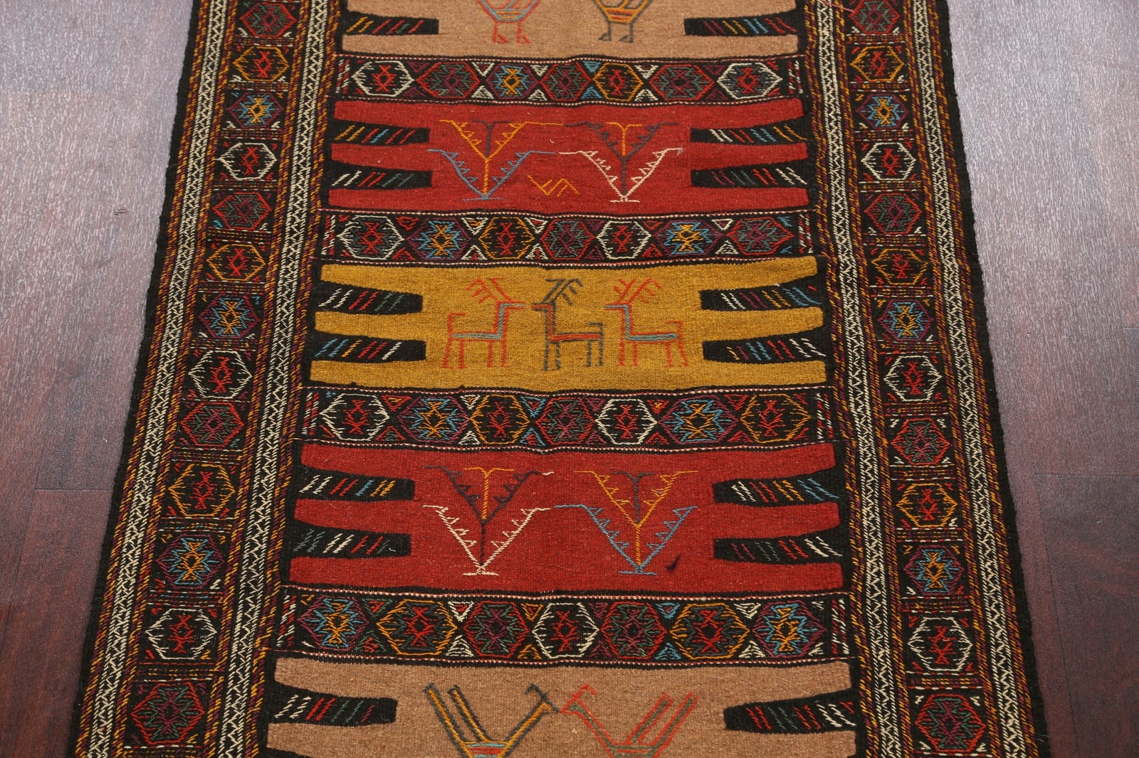 Traditional Tribal Sumak Kilim Geometric Oriental Area Rug Wool Hand-woven 3’x6′