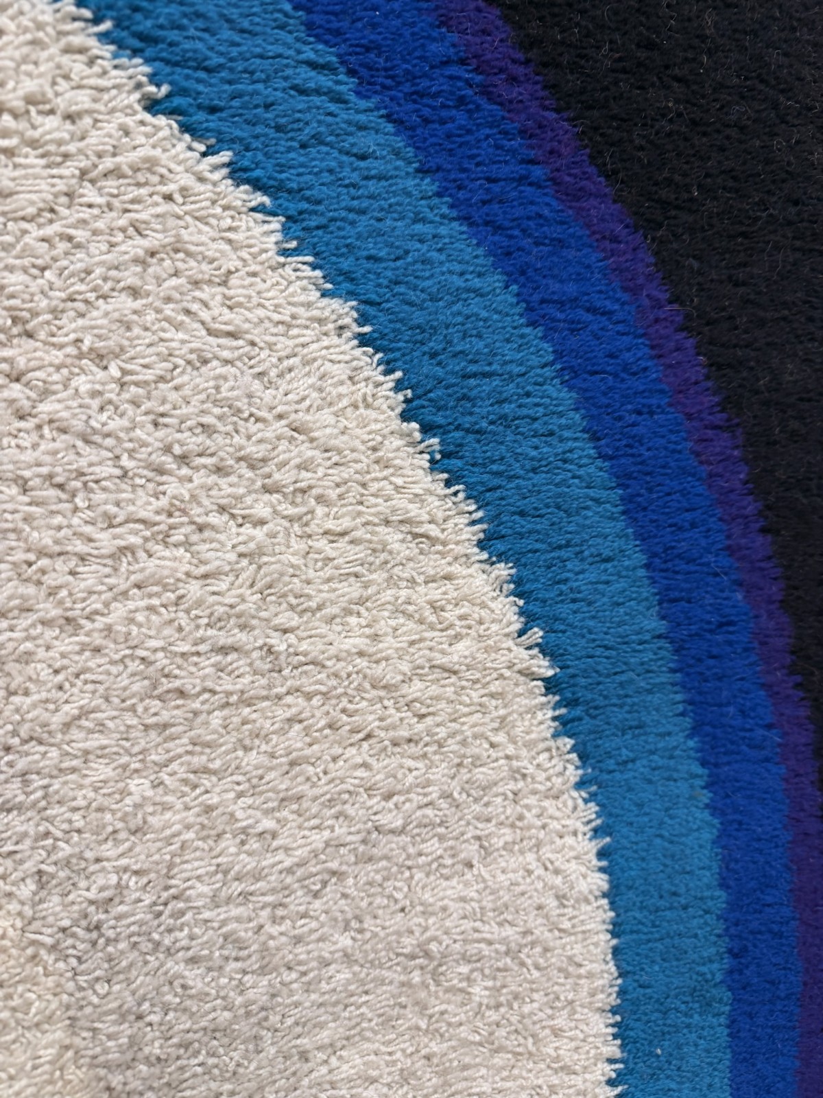 Hojer Eksport Wilton Blue Shades Circle UNUSED Rya Rug Modern Mid Century Wool
