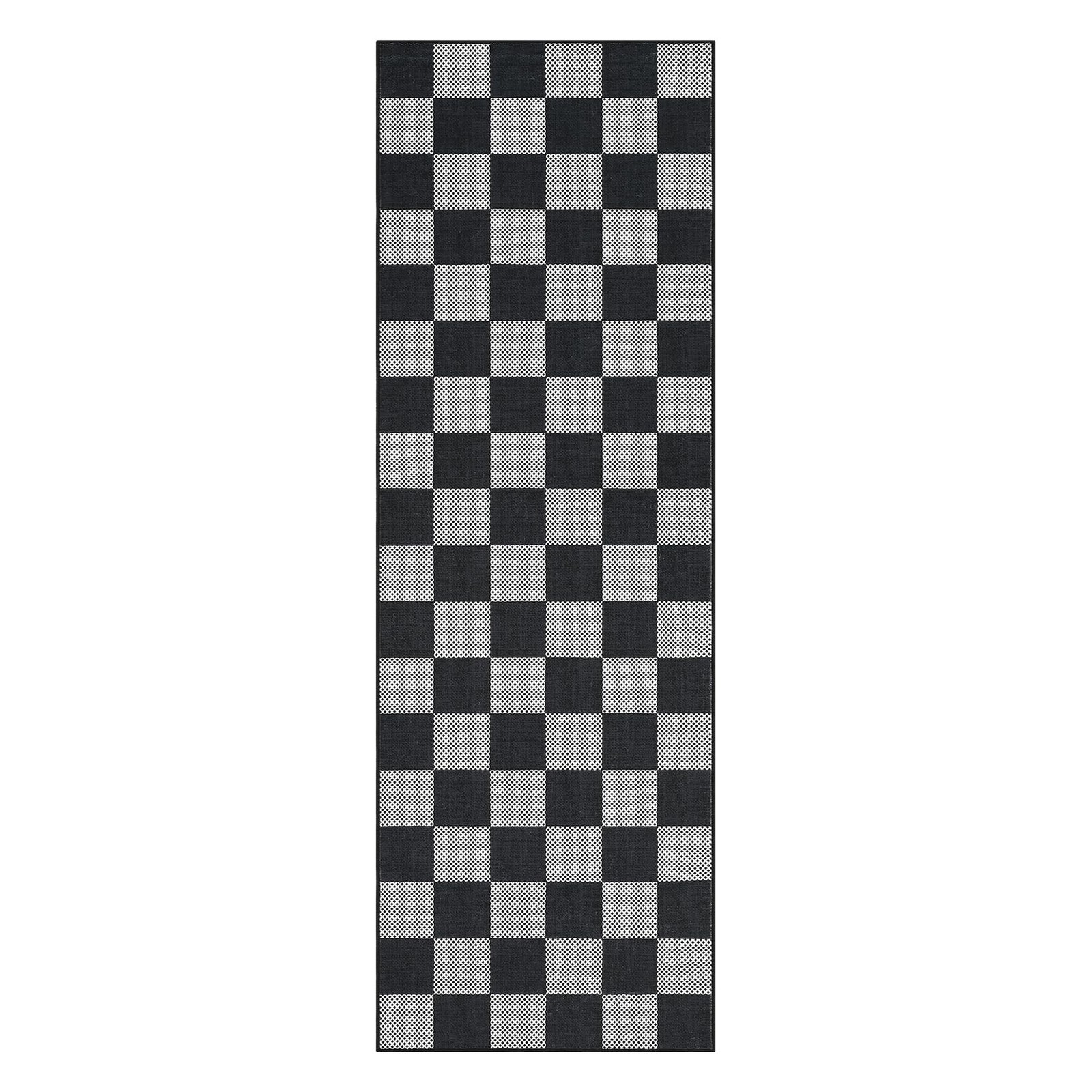 Checkered Dark 2×6 Washable Kitchen Runner Rug Geometric Diamond Dot Modern S